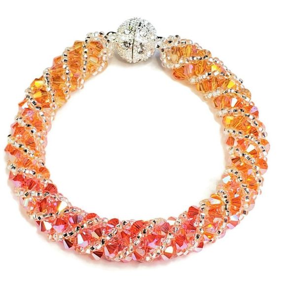 Orange Peach Bracelet Preciosa Crystal Russian Spiral Bracelet Bracelet - Picture 7 of 13